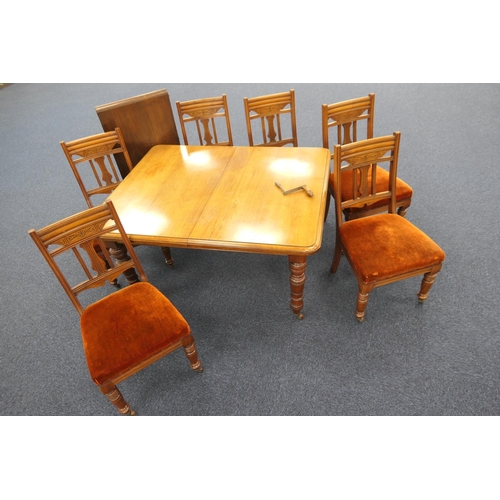 928 - Late Victorian walnut wind-out dining table, when closed 132cm x 107cm with one extra leaf, 50cm, wi... 