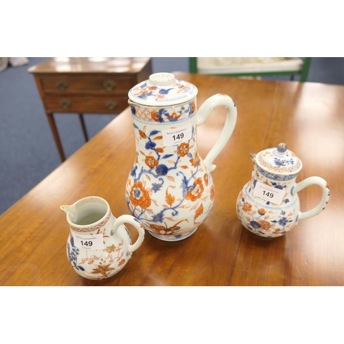 149 - Chinese imari baluster jug and cover, Qianlong (1736-95), decorated throughout with peony and scroll... 