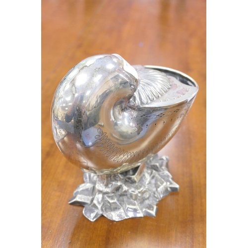 284 - Victorian silver plated nautilus shell spoon warmer, by Walker & Hall, height 16.5cm