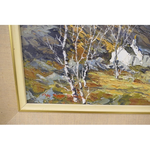 555 - Charles Wyatt Warren (1908-93), Cwm Pennant, oil on board, signed, titled to a label verso, 30cm x 7... 