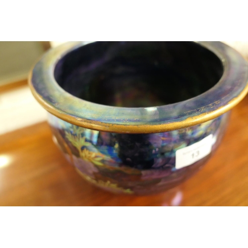 13 - Maling Chinese Cranes pattern jardiniere, with lustrous purple ground, pattern 3196, height 20cm