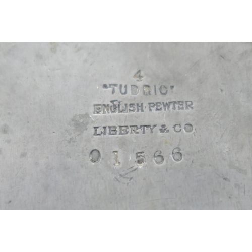 657 - Tudric pewter biscuit box for Liberty & Co., hammered oval form inscribed 'Tudric Liberty & Co.', nu... 