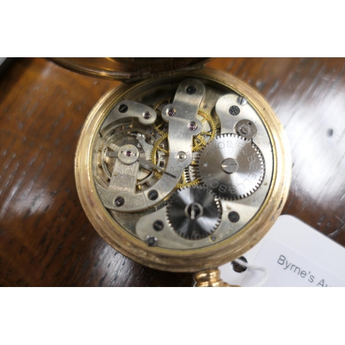 483 - Thomas Russell & Son, Liverpool, gold plated open face pocket watch, circa 1930, silver coloured dia... 