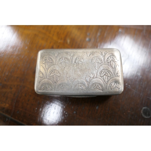 216 - George III silver snuff box, by John Shaw, Birmingham 1809, curved rectangular form, with bright cut... 