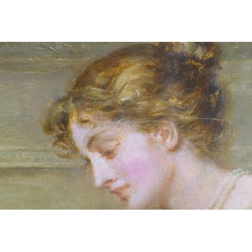 611 - George Goodwin I Kilburne (1839-1924), 'Shy', oil on canvas, signed, with Society of Oil Painters, P... 