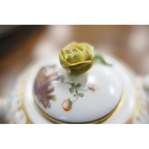 139 - Vienna porcelain teapot and cover, circa 1770, having a rose bud finial and decorated with vignettes... 