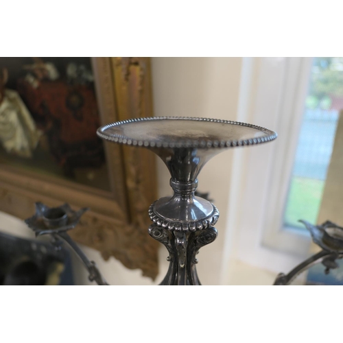 279 - Victorian silver plated table centre (incomplete), circa 1875, the central column supporting a stand... 