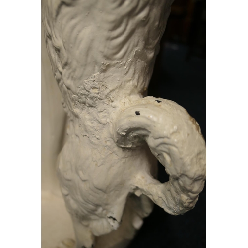 625 - Late Victorian cast plaster sculpture 'Best friends', height 136cm