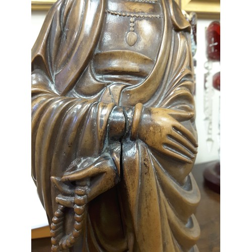 640 - Chinese carved wooden figure of Guanyin, late 19th Century, height 42cm