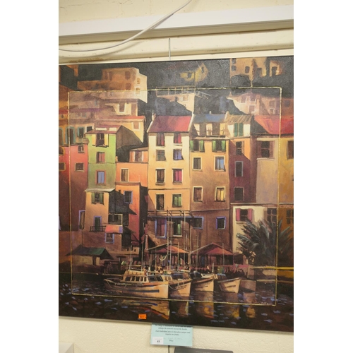 49 - Mediterranean harbour scene, unframed picture