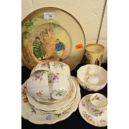 70 - Royal Crown Derby Posies part tea service, pair of Royal Doulton Seriesware plates and a vase; also ... 