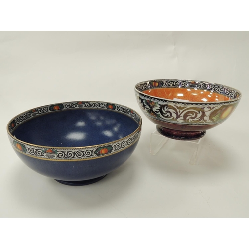 190 - Maling Lucerne pattern bowl,pattern 3896, 24cm diameter; also a Maling orange and purple ground bowl... 