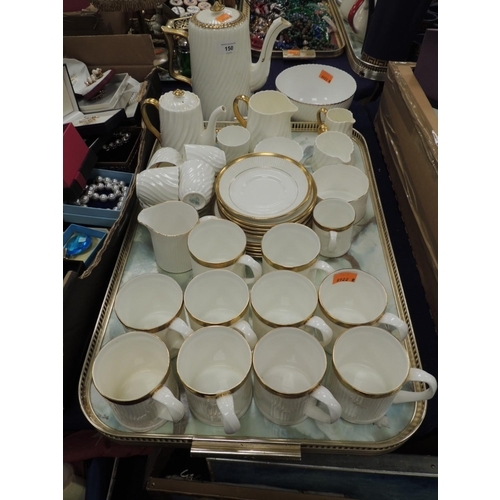 150 - Mintons white glazed and gilt bordered coffee service and similar china coffee wares