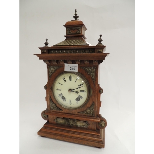 240 - German walnut cased chiming mantel clock