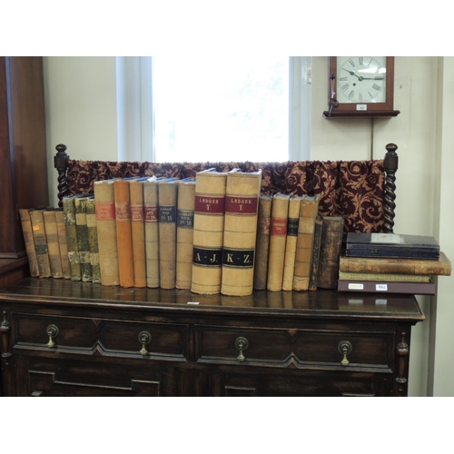 482 - Old leather bound ledgers and warrant books, some statutes