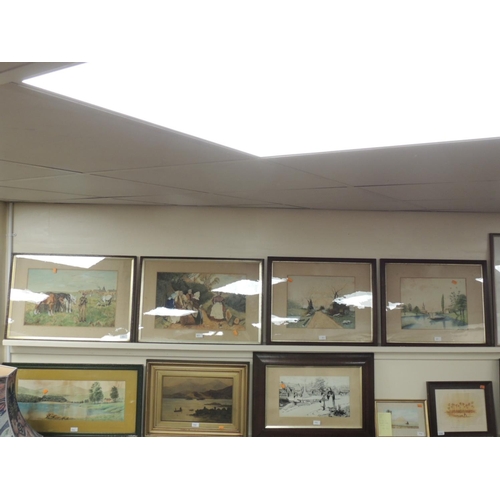 511 - E. G. Richards, two watercolours depicting rural life and two further watercolours by the same hand ... 