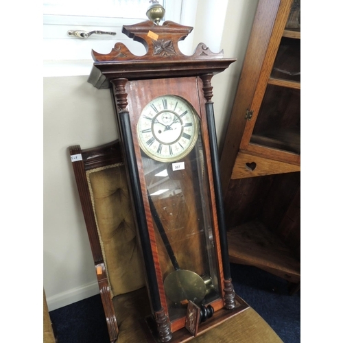 507 - Late Victorian walnut Vienna regulator wall clock