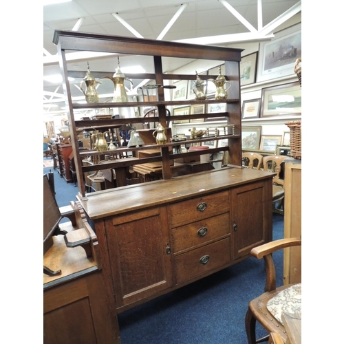 566 - Late 19th Century oak dresser with plate rack, width 153cm, height 198cm