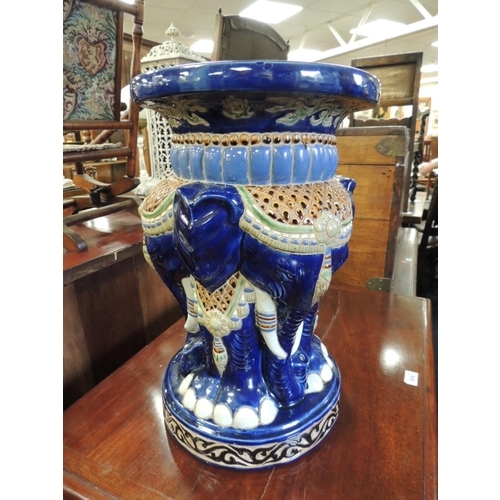 577 - Modern Oriental glazed pottery elephant garden seat