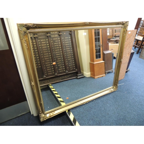 690 - Modern gilt framed bevelled glass wall mirror, 106cm x 129cm