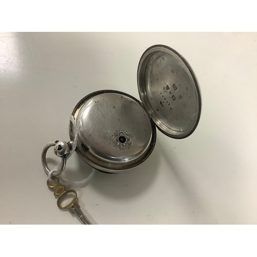 341 - Roberts & Owen, Carnarvon silver cased key wind pocket watch, hallmark Chester 1898, 51mm, with key ... 