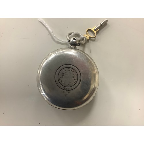 341 - Roberts & Owen, Carnarvon silver cased key wind pocket watch, hallmark Chester 1898, 51mm, with key ... 