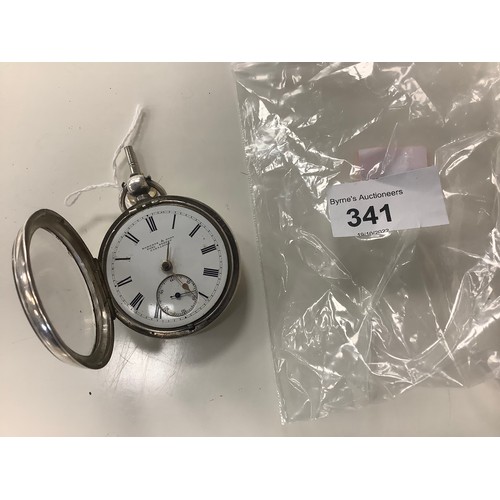 341 - Roberts & Owen, Carnarvon silver cased key wind pocket watch, hallmark Chester 1898, 51mm, with key ... 