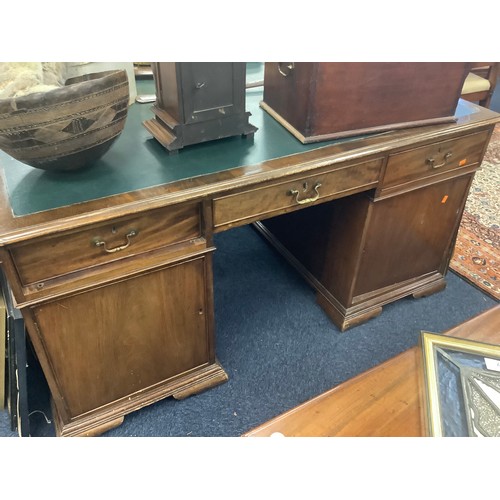 649 - 19th Century mahogany partner's desk, width 153cm, depth 122cm, height 76cm