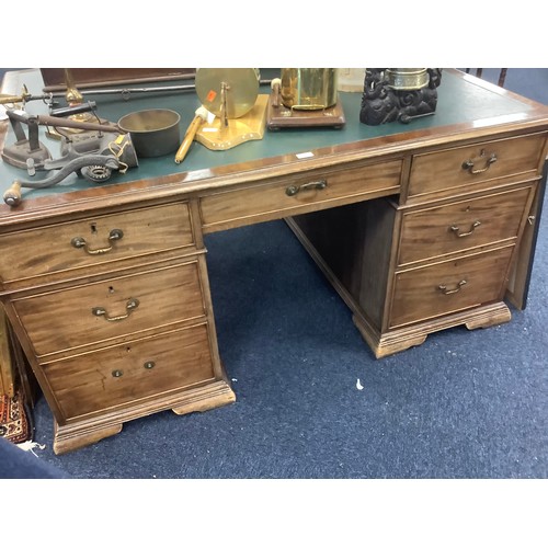 649 - 19th Century mahogany partner's desk, width 153cm, depth 122cm, height 76cm