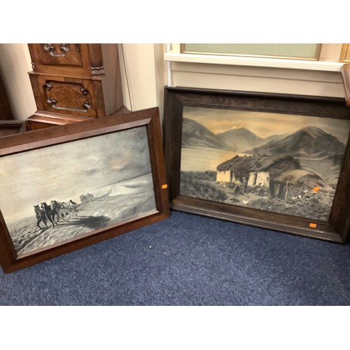 486 - Number of oak framed charcoal and pastel drawings, signed E. J. Richards, circa 1910-20 (8)