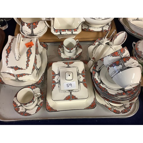 59 - Extensive Crown Ducal Orange Tree pattern dinner service, tea, coffee and breakfast service (minimum... 