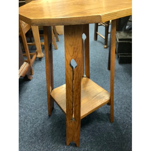 677 - Arts & Crafts period oak octagonal topped occasional table