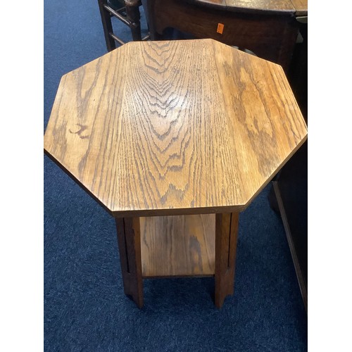 677 - Arts & Crafts period oak octagonal topped occasional table