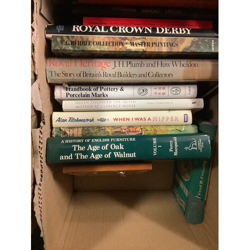 122 - Assorted books including Cheshire subjects, antique collections; also Victorian remembrance plaque d... 