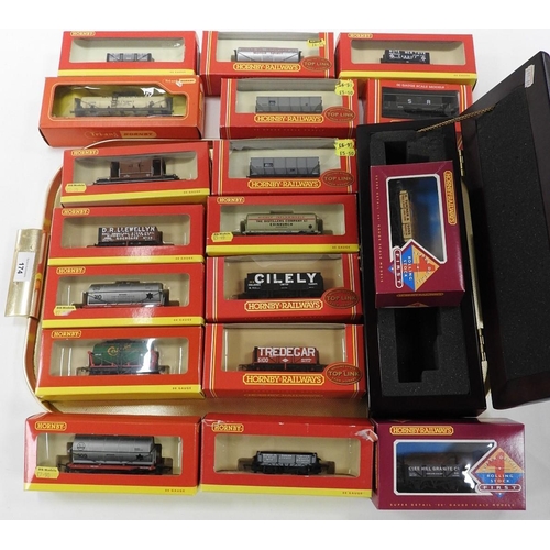 174 - Hornby 00 gauge, rolling stock, 17 boxed wagons, brake van (boxed) and a Hornby Railways locomotive ... 
