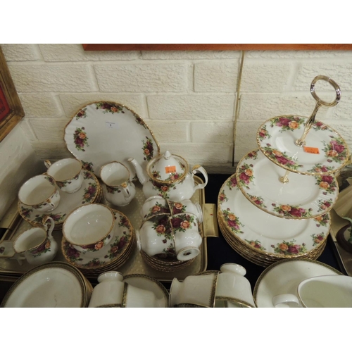 1 - Royal Albert Old Country Roses dinner and tea service including three tier cake stand (37)