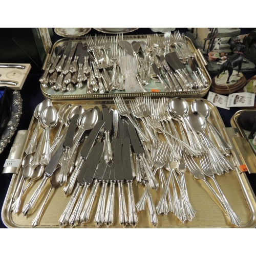 111 - Large amount of silver plated cutlery (2 trays)