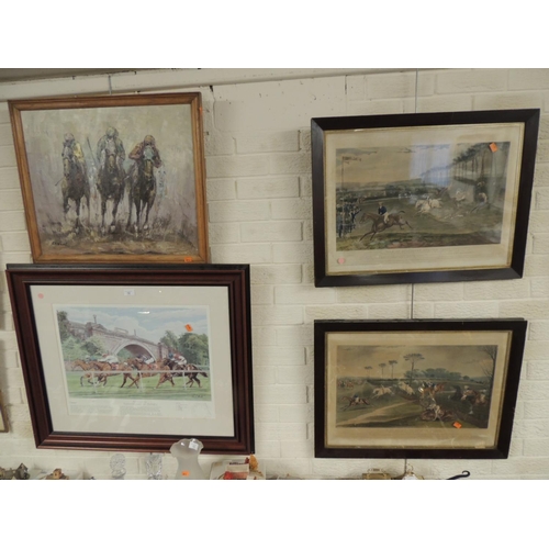 12 - Rabous, oil on canvas, 'Race to the finish', signed and framed; also a Buckingham's Racecourses of B... 