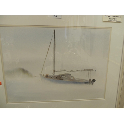 26 - G. Douglas Hyslop, watercolour 'On the Norfolk Broads', signed and framed