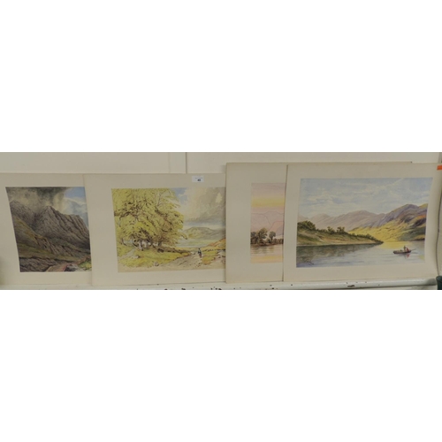 40 - Five unframed watercolour landscapes of the Lake District and the Highlands, signed E. J. Richards