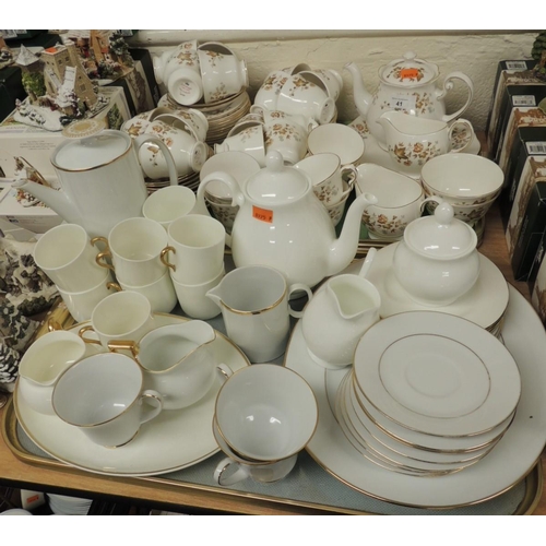 41 - Colclough Leaf pattern china tea wares, pattern no. 8656; also Cauldon coffee cans, a Royal Doulton ... 