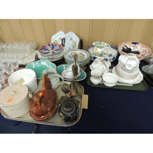 68 - Mixed ceramics including Corona ware Rockery and Pheasant pattern dessert plates, Victorian pedestal... 