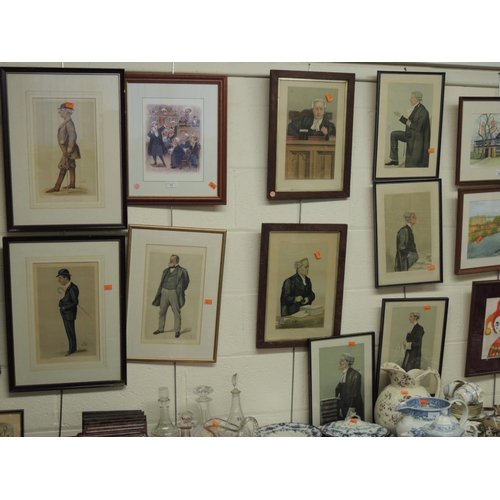 77 - Six judge and barrister themed Vanity Fair prints, circa 1890s; also a modern courtroom based print ... 