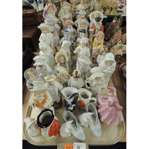 92 - Mixed Victorian and later figurines; also a Morden, Germany 'Grandpa' figure (1 tray)