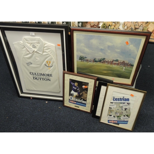 96 - Framed Chester Boughton Hall Cricket Club playing shirt sponsored by Cullimore Dutton solicitors, si... 