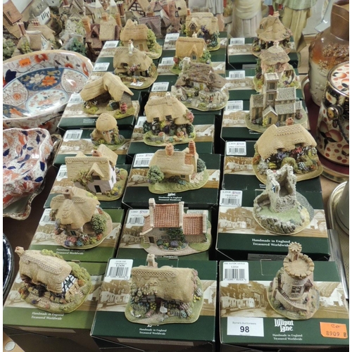 98 - Mixed Lilliput Lane cottages and other ornaments including a special edition Marsworth Castle shelte... 