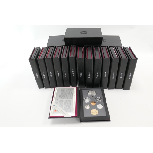 377 - Fourteen Canadian Royal Mint proof coin sets from 1980 onwards to 1996, 1987 and 1995 missing, inclu... 