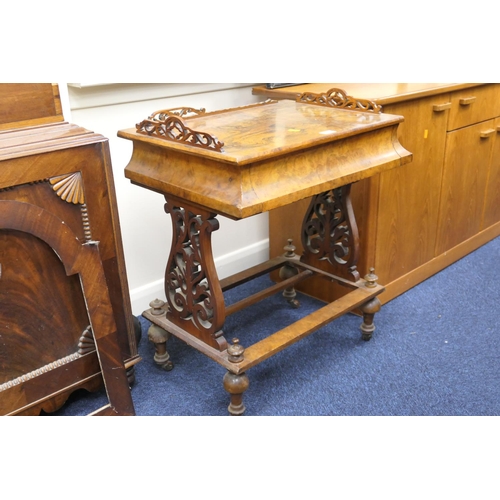 448 - Victorian burr walnut work table