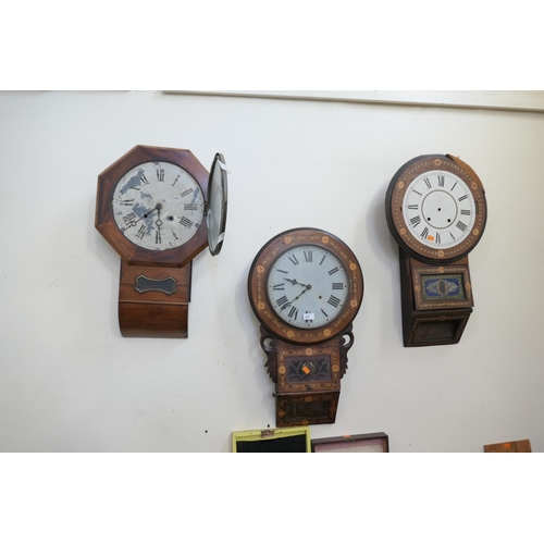 471 - Three Victorian drop trunk wall clocks