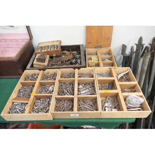 474 - Assorted DIY hardware including assorted nails, screws, punches etc.